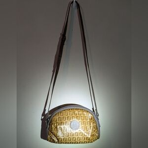 Fendi Vintage Brown Zucca Logo Monogram Mini Crossbody Bag Super Cute